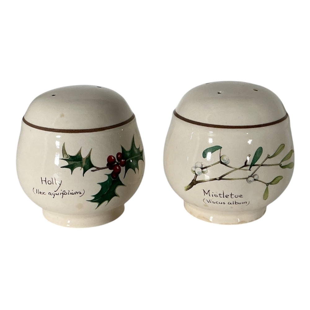 Noritake Country Diary Edwardian Lady Salt Pepper Shakers HollyMistletoe Ireland
